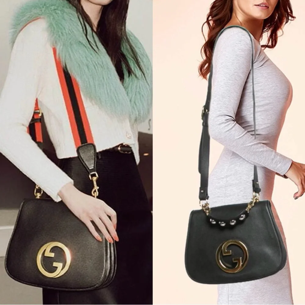 Gucci Blondie Black Leather Top Handle Bags - Picture 14 of 16